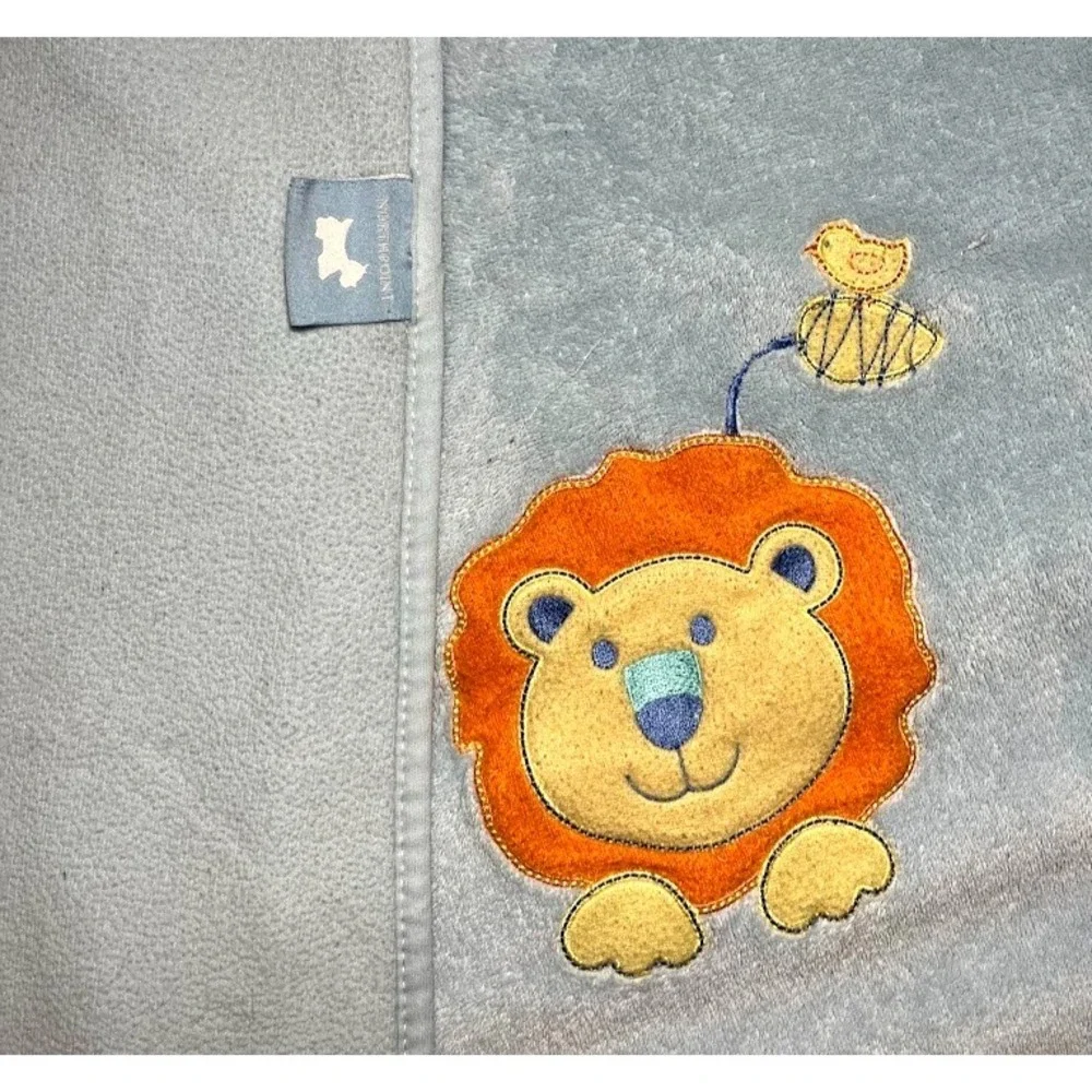 Northpoint Baby Blue Lion Blanket Fleece Bird Face‎ Lovey Security North Point